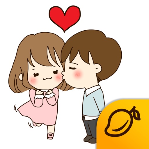 The Love story of Cute Couple - Mango Sticker by Funnyeve