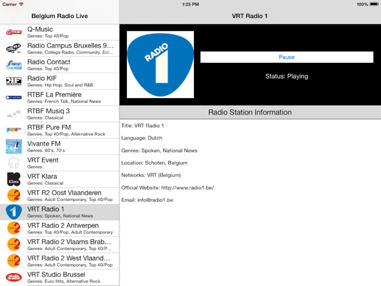Belgium Radio Live Player: België/Belgique/Belgien iPad app afbeelding 5