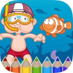 海洋动物图画书 - 教育着色游戏为幼儿及童装