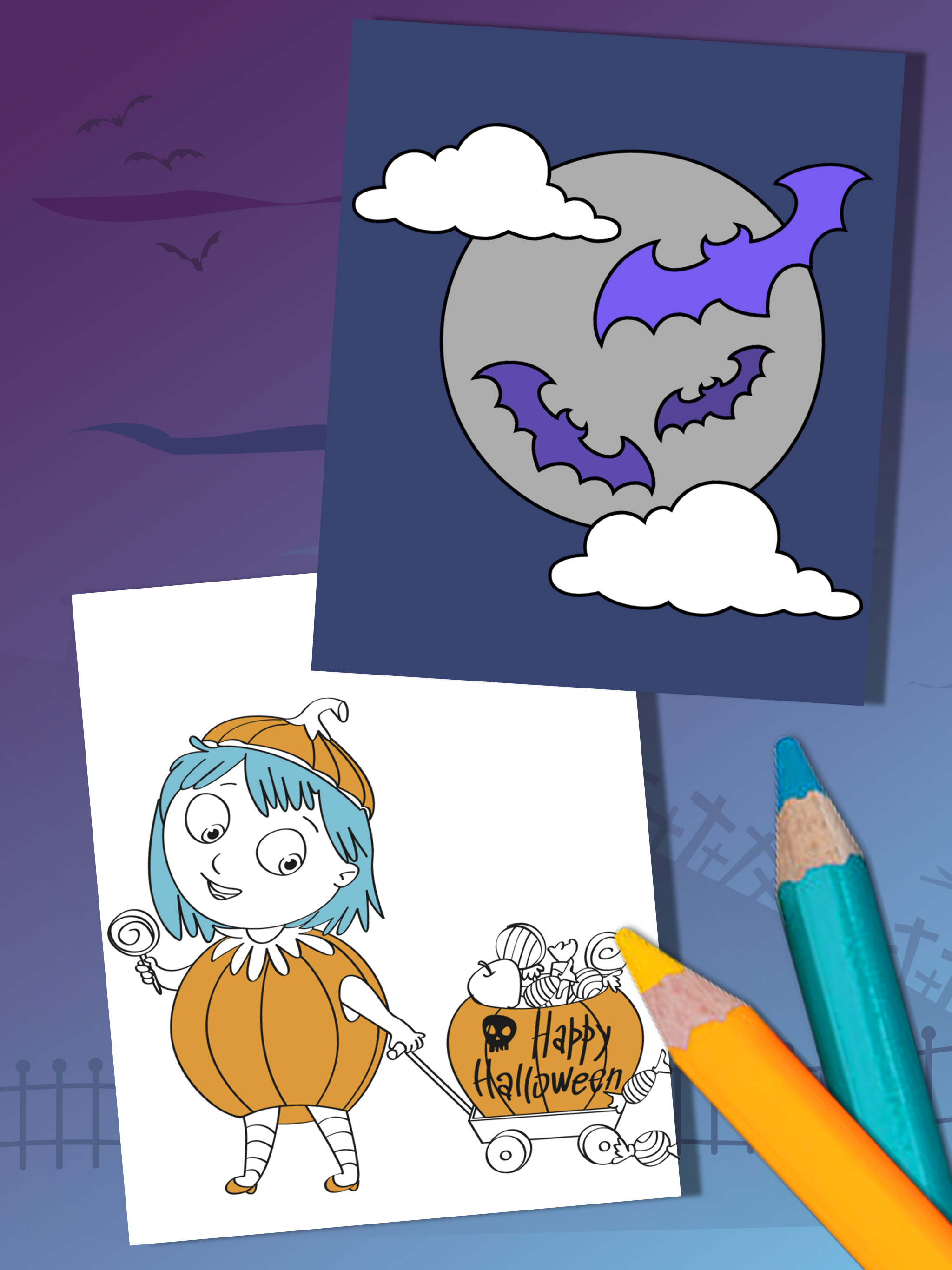 Halloween coloring pages – Paint monsters & zombie