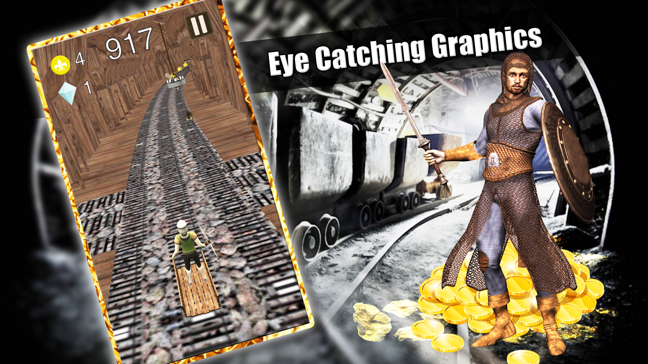 MineCart Rail Rusher War Chase-Mine Survival Story screenshot 3