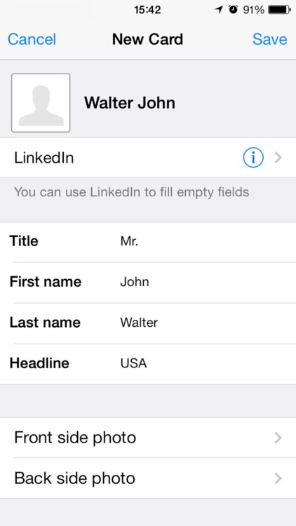 Business Card Manager. Backup