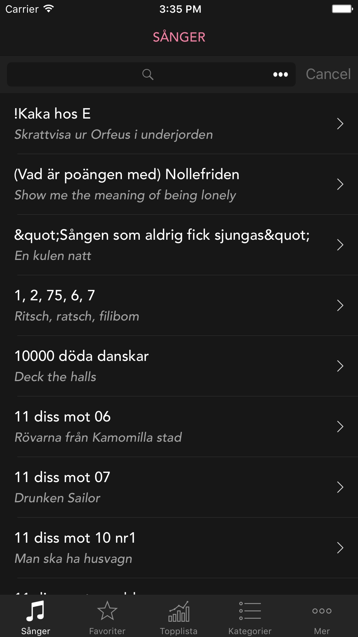 Screenshot 1 of D-sek Sångbok