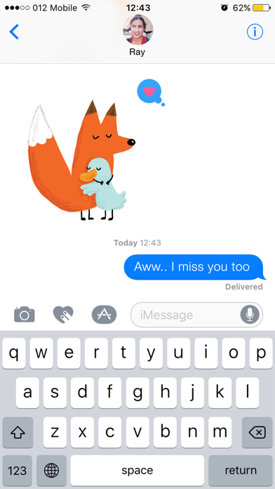 Fox &  Duck by The Catbears iPhone screenshot 2 - Stickers app