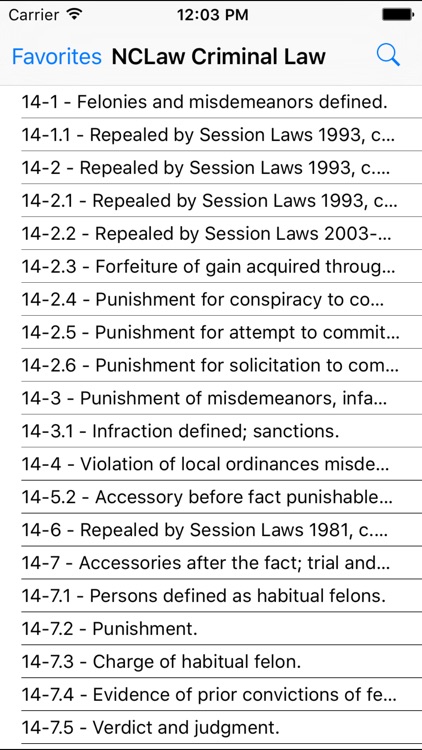 NCLaw - Criminal Law - Chapters 20/50/90