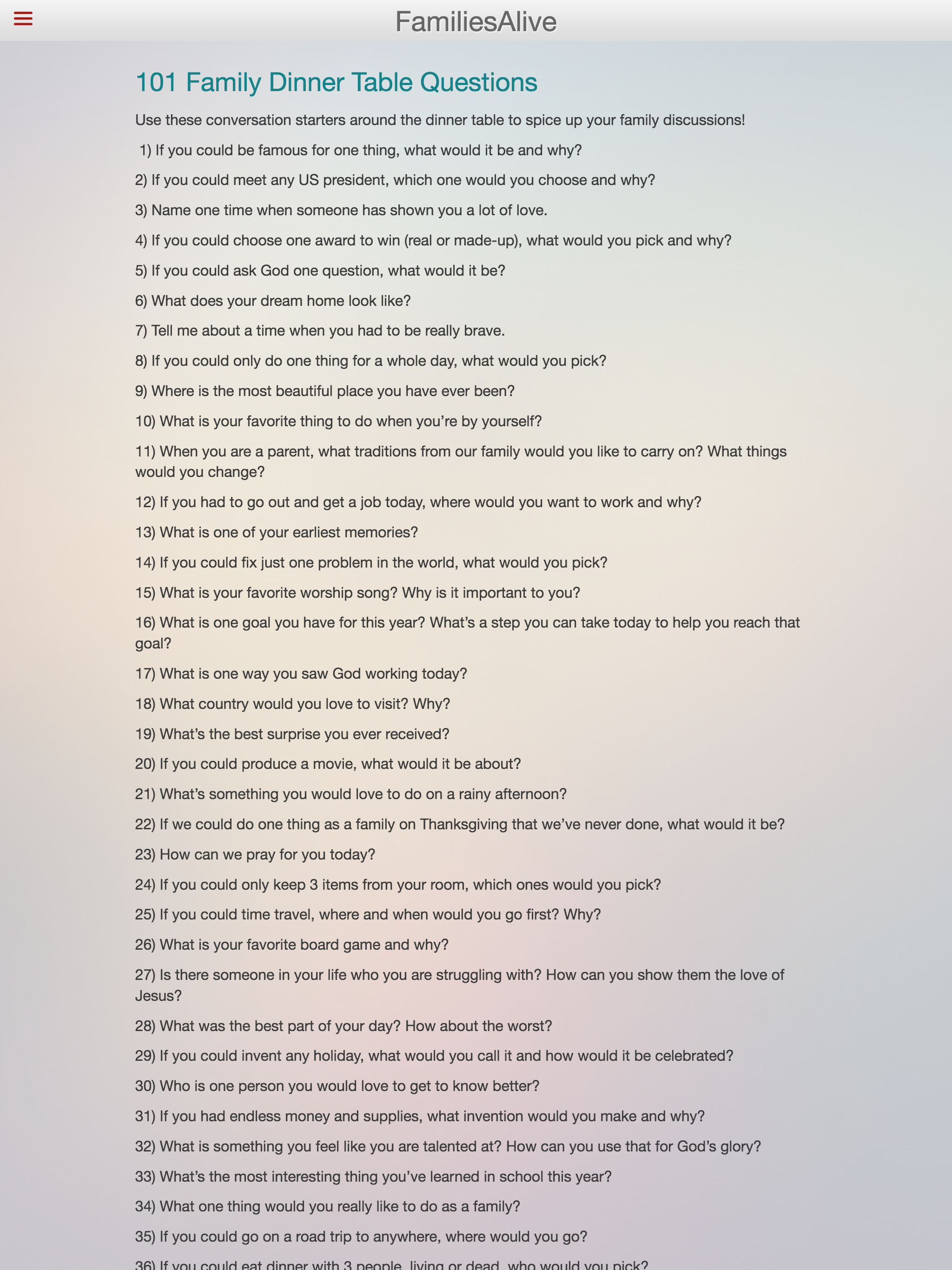 FamiliesAlive | fun & meaningful family devotions screenshot 9