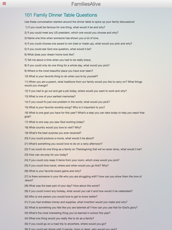 FamiliesAlive | fun & meaningful family devotions iPad screenshot 4 - Education app