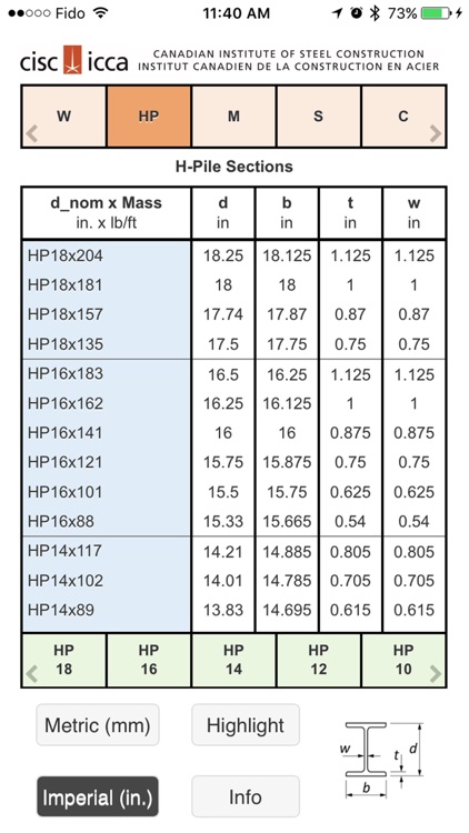 Steel Section Dimensions