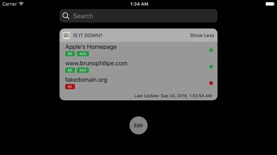 Captura de pantalla de Is It Down? – Uptime Checker Widget en iPhone 5