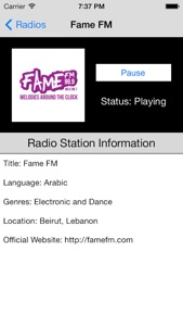 Lebanon Radio Live Player (Beirut / لبنان‎ راديو) screenshot #2 for iPhone