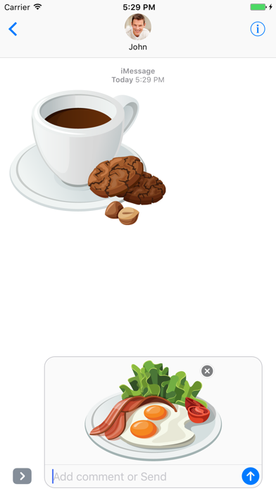 コーヒー朝食付●ステッカーのためのiMessageのおすすめ画像4