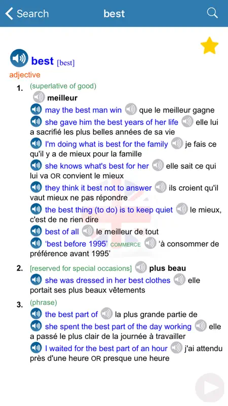 English / French dictionary screenshot 4 of 5