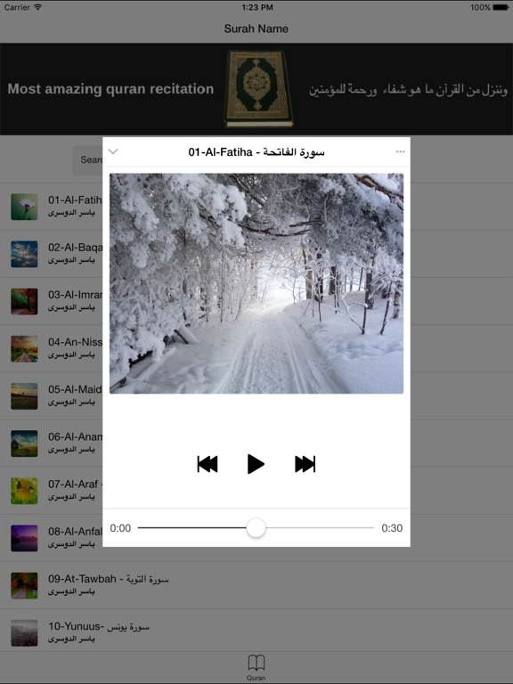 Yaser Al dousari - Quran mp3 - ياسر الدوسري iPad screenshot 5 - Book app