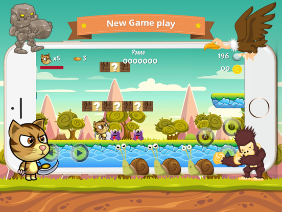 Cat Brothers Platform Bullet VS Gorilla Ape Kong iPad screenshot