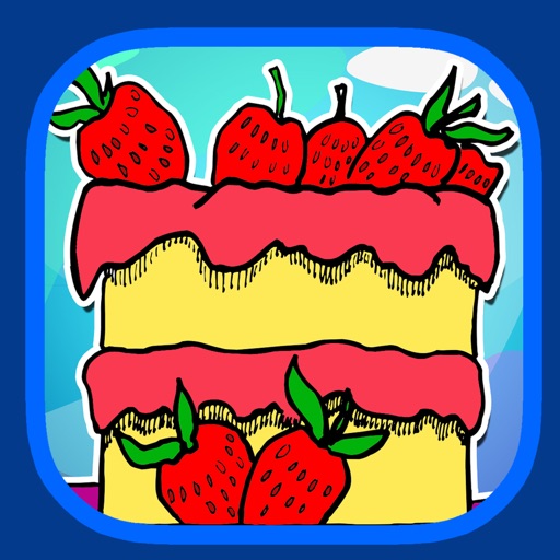 Kids Cake Strawberry Coloring Page Game Version Icon