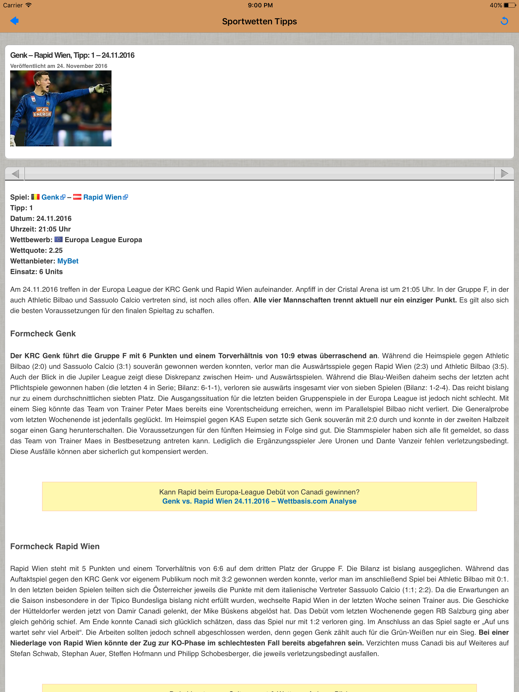 Sportwetten Tipps der Wettbasis screenshot 8