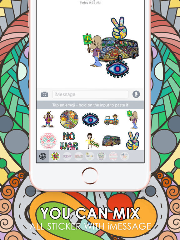Screenshot #6 pour Hippie Emoji Stickers Keyboard Themes ChatStick