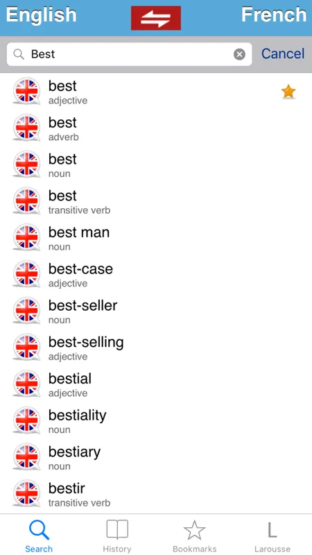 English / French dictionary screenshot 2 of 5