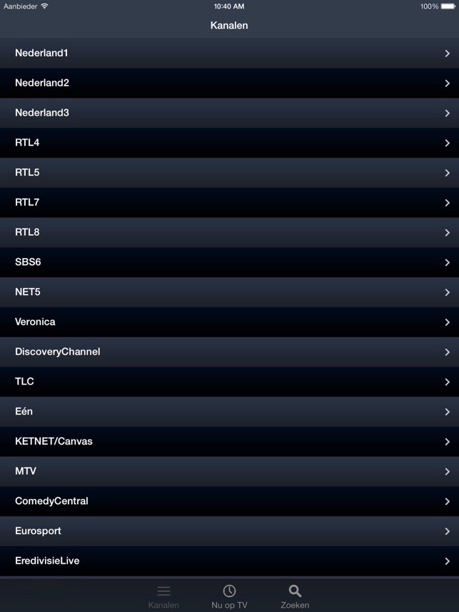 Nederlandse TV Guide voor iPad