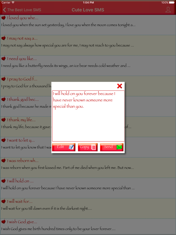 The Best Love SMS iPad screenshot 4 - Lifestyle app