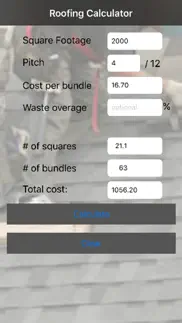 roofing calculator iphone screenshot 1