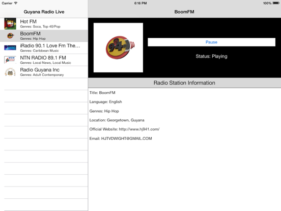 Guyana Radio Live Player (Georgetown / English) iPad screenshot 5 - Entertainment app