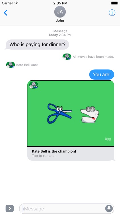 Rock Paper Scissors iMessages
