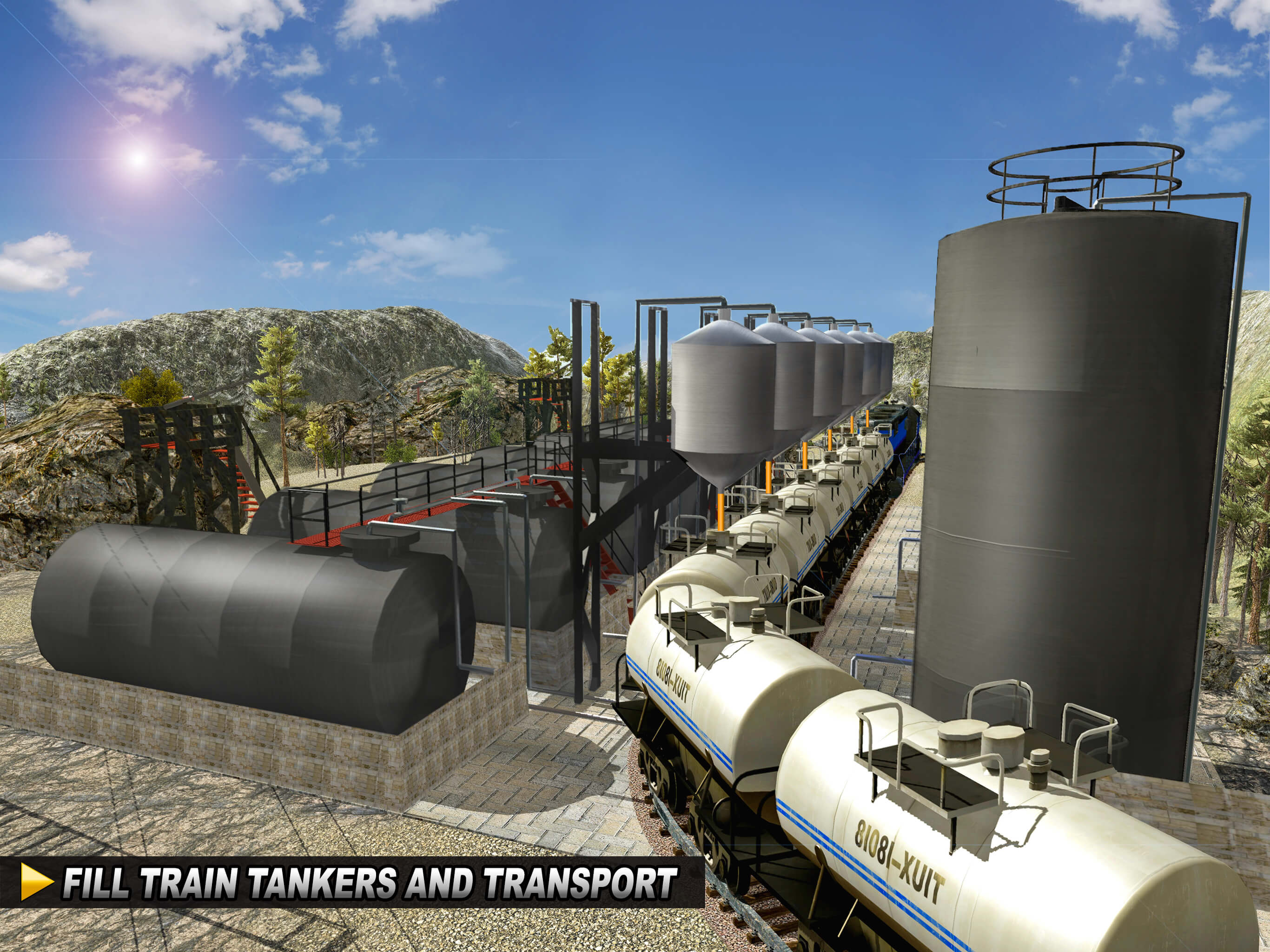 Oil Tanker TRAIN Transporter - Supply Oil to Hill