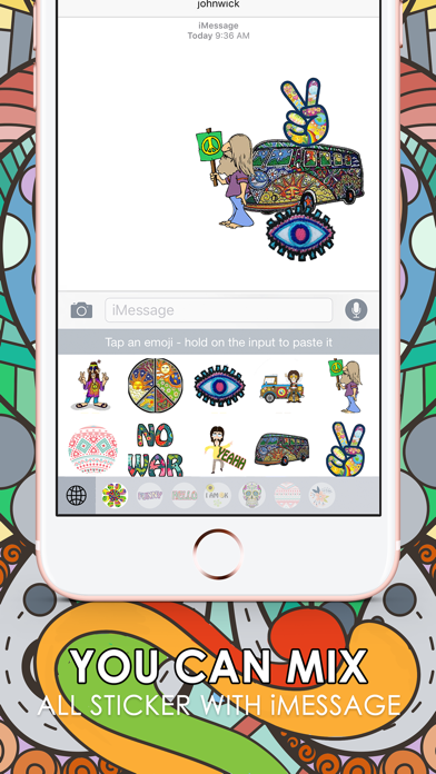 Screenshot #3 pour Hippie Emoji Stickers Keyboard Themes ChatStick