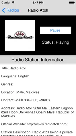 Game screenshot Maldives Radio Live Player (Malé/Maldivian/Dhivehi hack