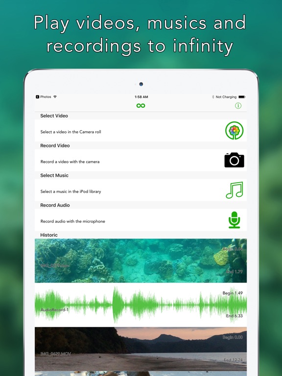 ∞ Play - Play a Video or Music to Infinity