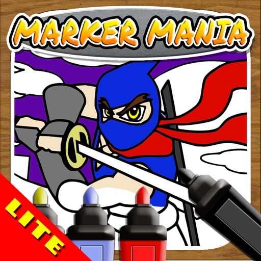Marker Mania for Boys FREE: My Kids Doodle Ninja Hero Coloring Book iOS App