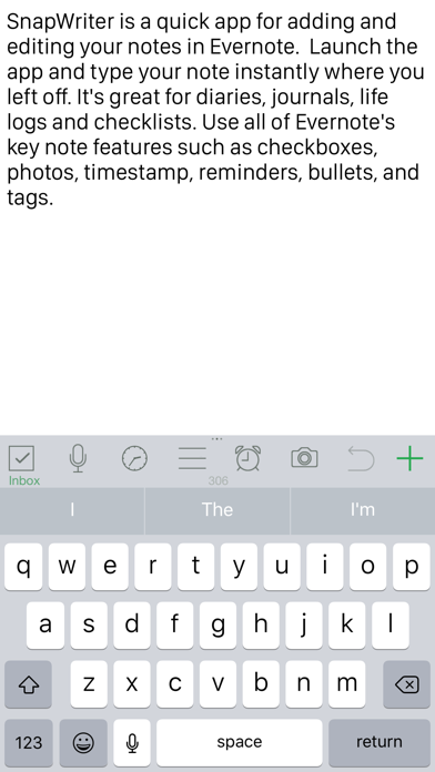 Screenshot #2 for SnapWriter - take quick notes with Evernote