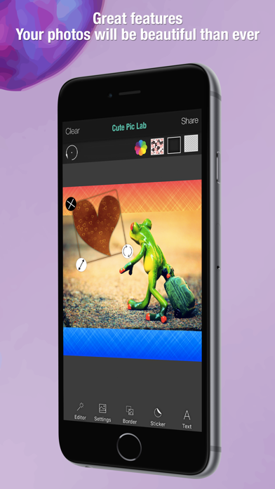 Cute Pic Lab Photo Editor Add cool stickers & text iPhone screenshot