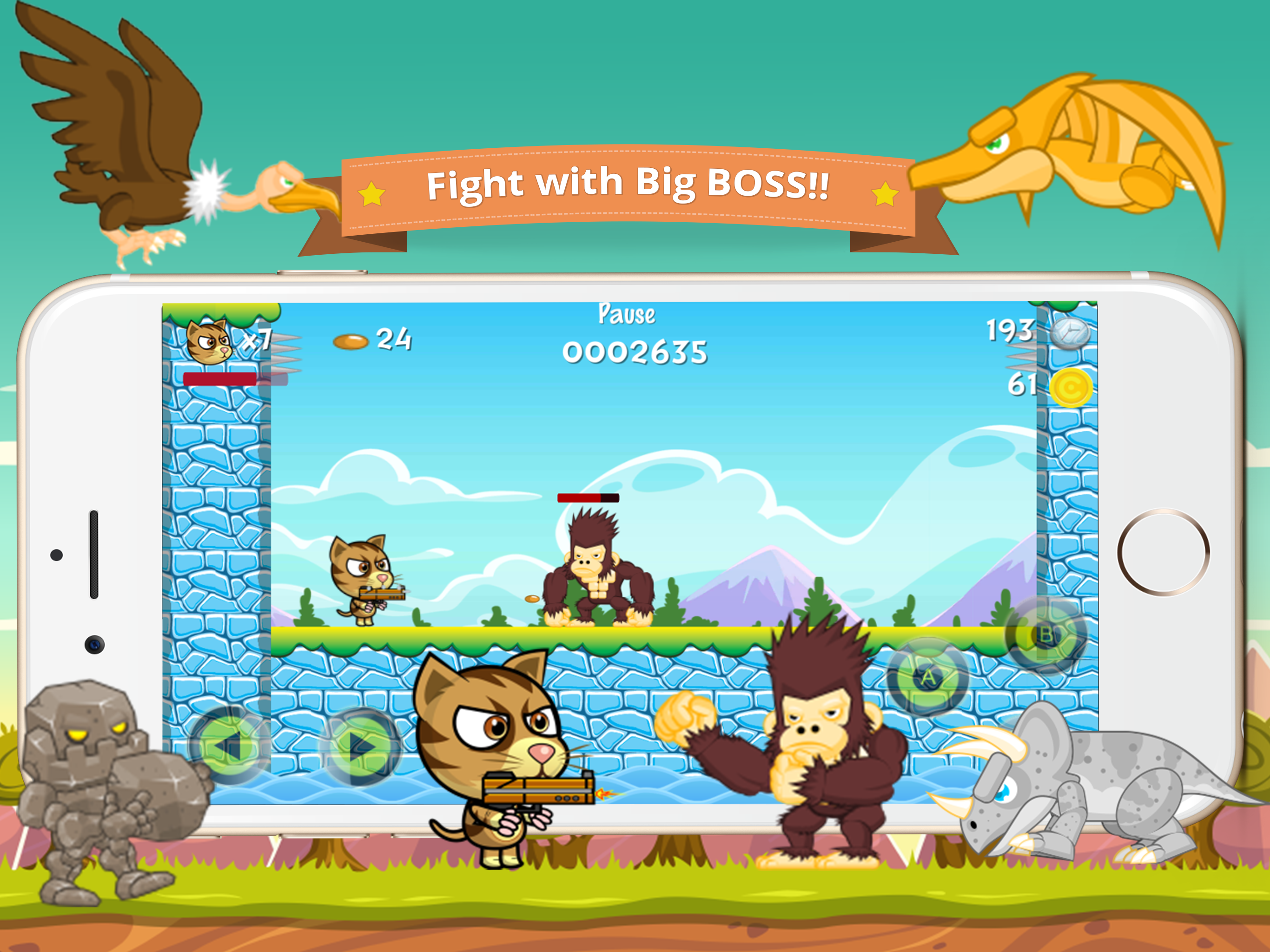 Cat Brothers Platform Bullet VS Gorilla Ape Kong screenshot 7