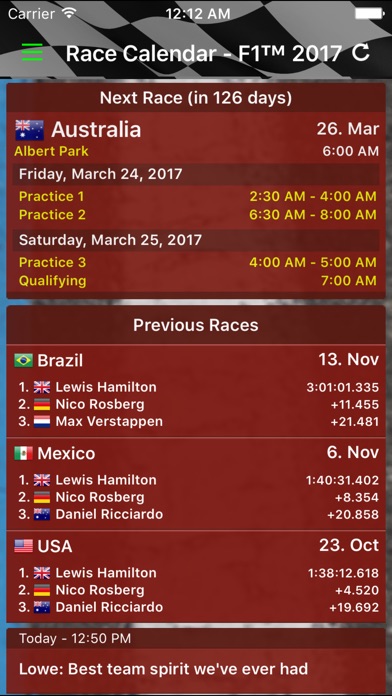 Race Calendar 2017 Screenshot 1