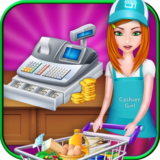 Supermarket Cash Register Girl & Grocery Shop icon