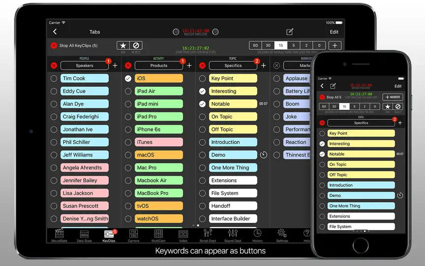 Capture d'écran de MovieSlate® KeyClips sur iPhone 4