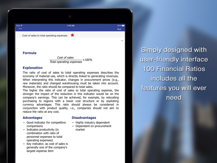 100 Financial Ratios for iPad