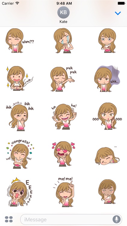 Cheerful Girl Sticker for iMessage by AMSTICKERS