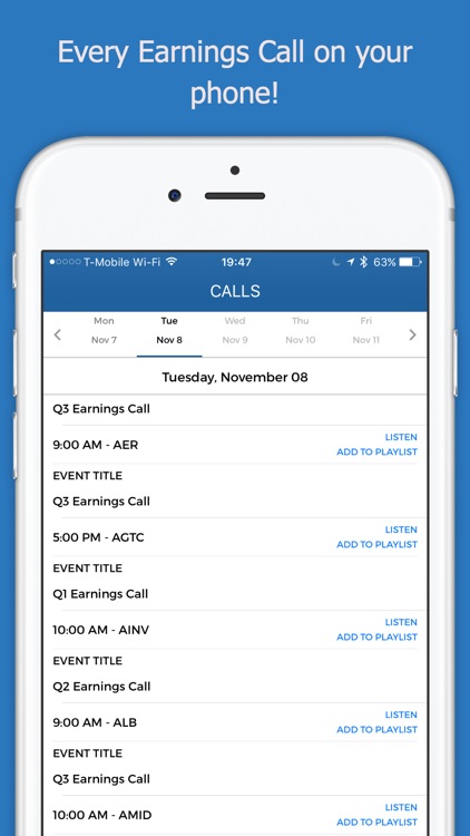 Stock Earnings Calendar with Conference Calls screenshot-3