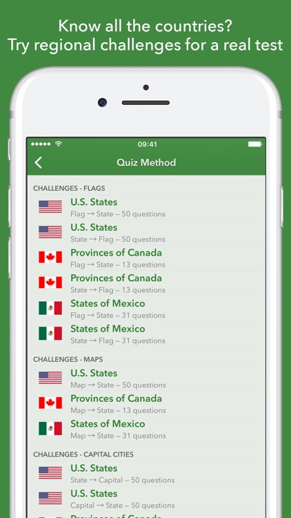 GeoChallenge - Flags Quiz + Maps, Capitals, States