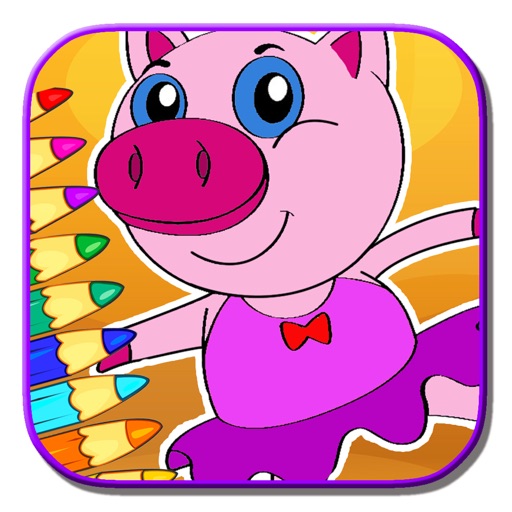 Kids Ballerina Pig Coloring Page Game Edition Icon