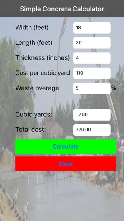 Simple Concrete Calculator