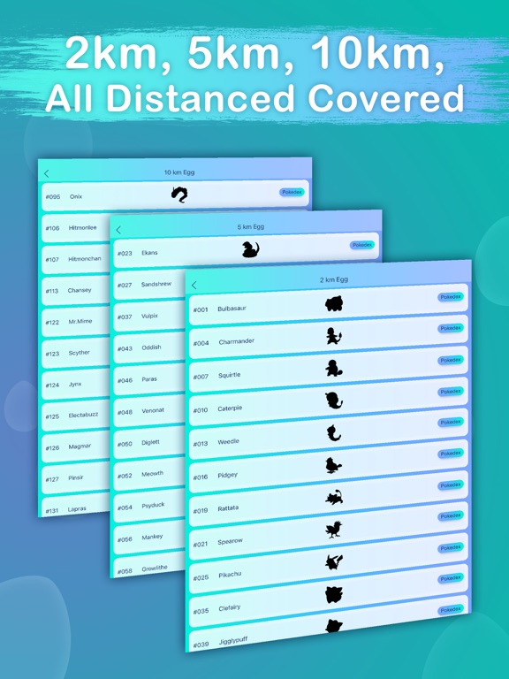 Egg Chart for Pokemon GO - Eggs Hatch Distance iPad screenshot 2 - Entertainment app