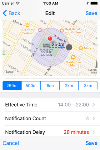 iGeoAlarm - Battery Friendly Location Alarm screenshot 2