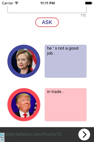 Banter - Chat with Trump and Hillary screenshot 4