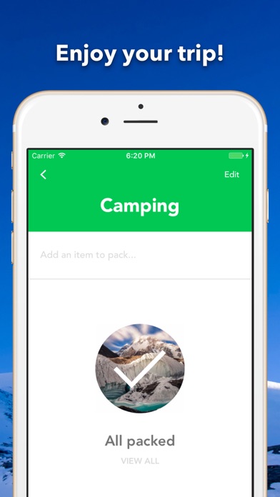 Pack - Your trip pack items checklist screenshot