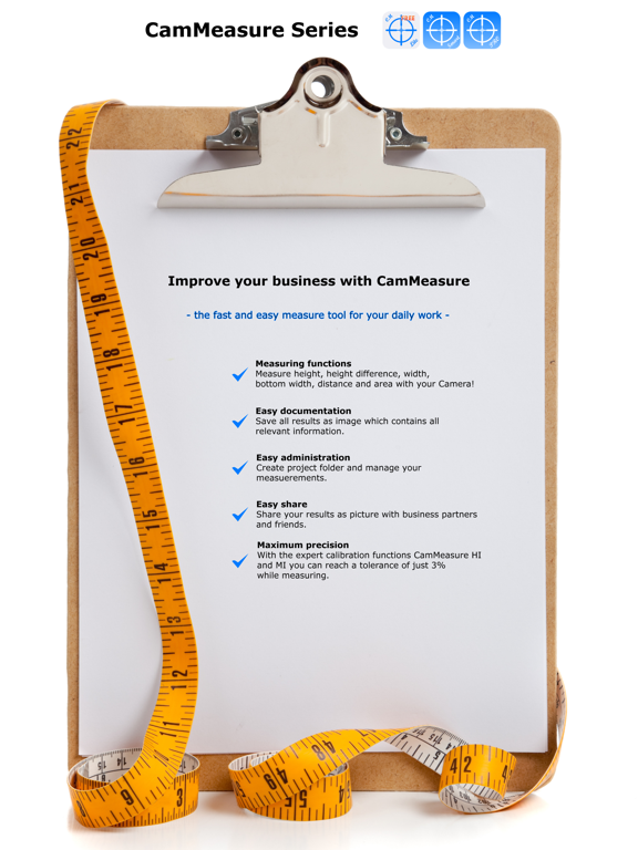 CamMeasure Lite Measure height width distance area iPad screenshot