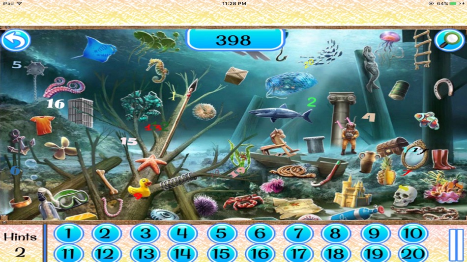 #3. Free Hidden Object Games:Seaside Hidden Numbers (iOS) Podle: rinku patel